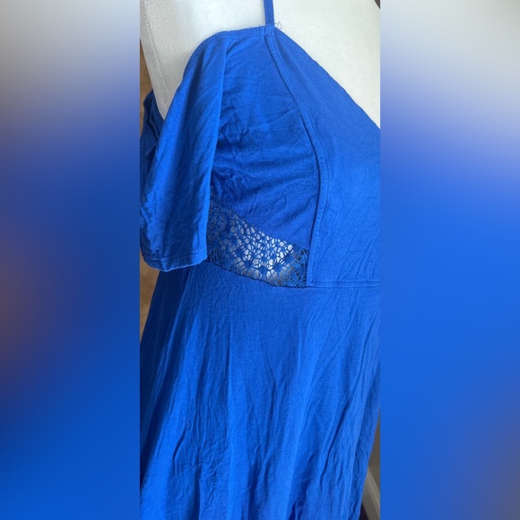 VENUS | BLUE PEPLUM SHOULDER OFF TOP | SIZE MEDIUM - Picture 4 of 5